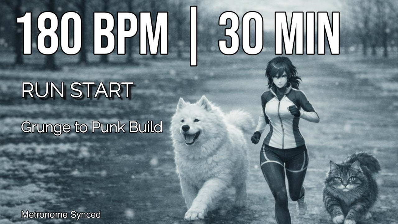 180 BPM Running Music – 30 Min | Warm-Up to Start | Grunge to Punk Rock Build | LSD Start & 5–10 km
