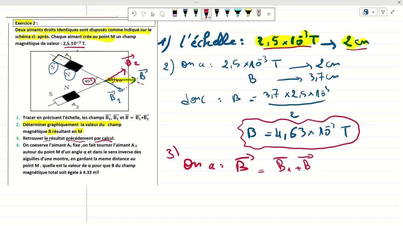 exercice  2 champ magnétique 1bac