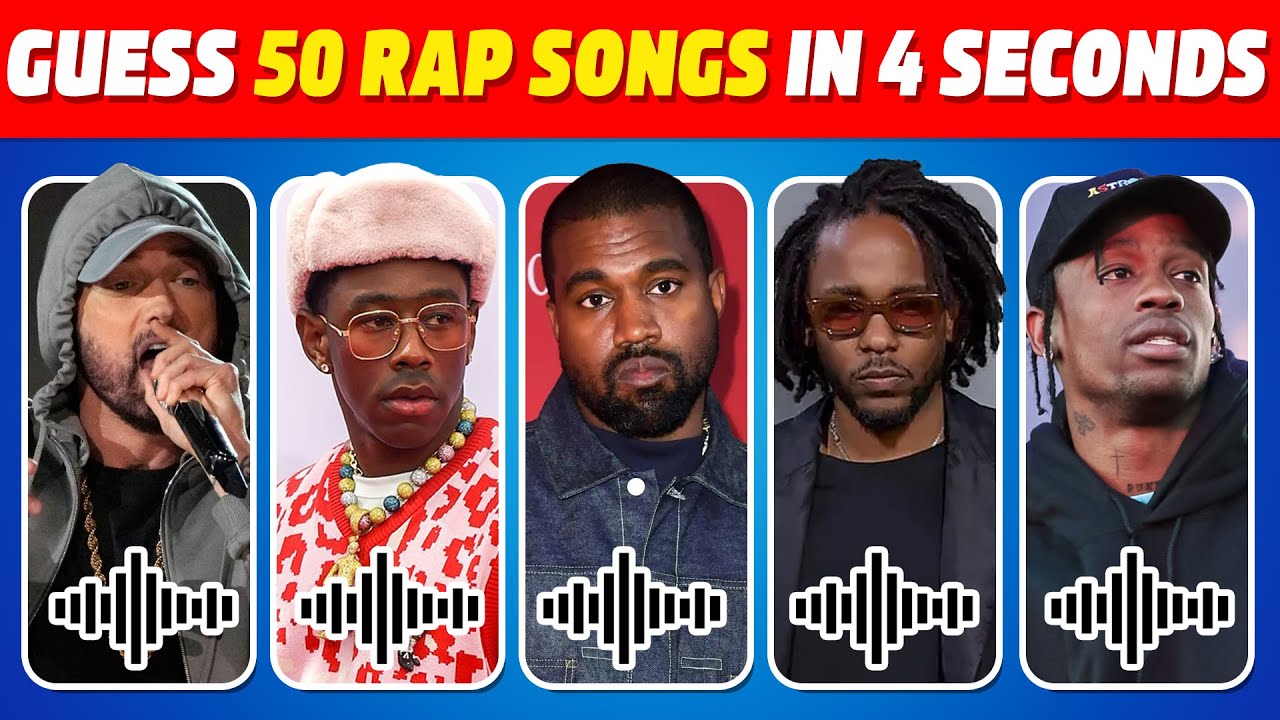 Can you guess 50 random rap songs? | Guess rap song quiz | Rap Songs Quiz 2025 | Eminem, Ye, Tyler