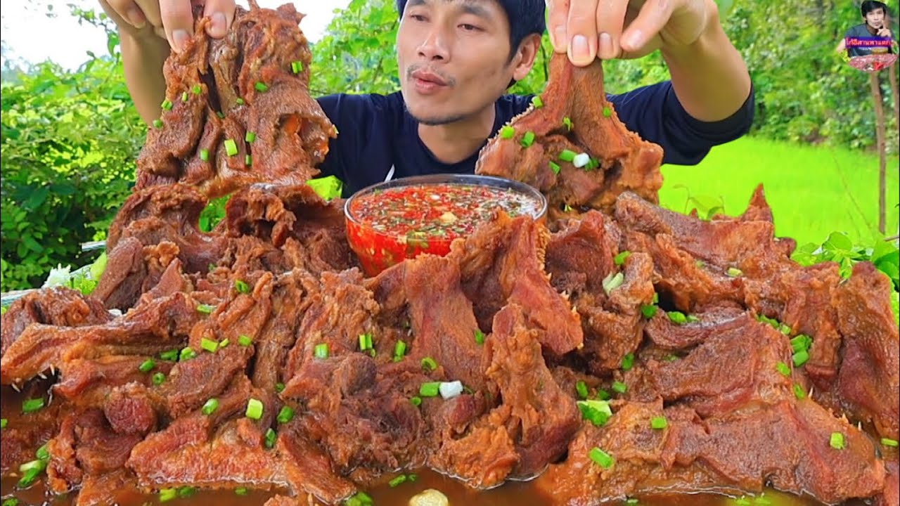 ปากหนามวัวต้มจิ้มซีฟู๊ดแกล้มผักสดแซ่บคักอีหลีครับพี่น้องMUKBANG EATING SHOW#โก้อีสานพาแดก 