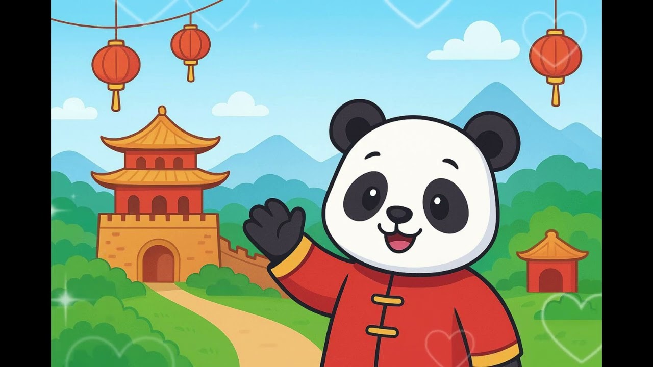 Panda Visits China 🐼🇨🇳 | Fun Adventure for Kids ✨ | Great Wall, Culture & Food 🌏
