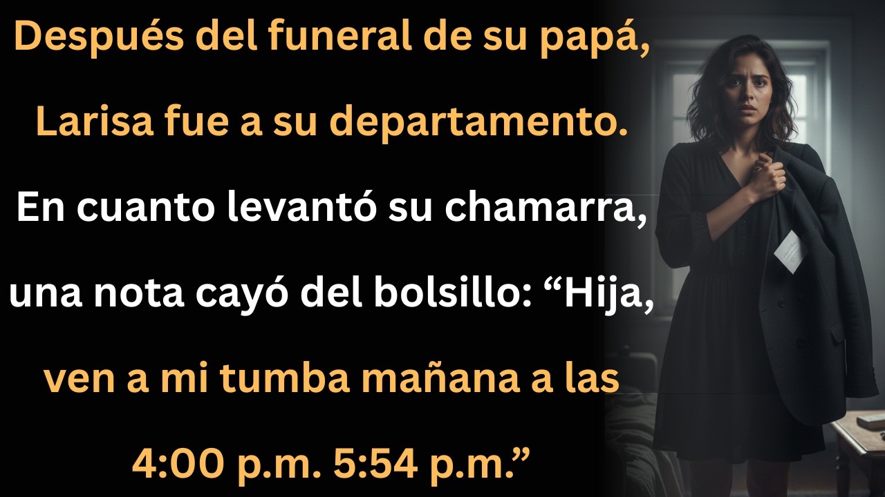 Después del funeral, Larisa encuentra una nota misteriosa en la chamarra de su papá.