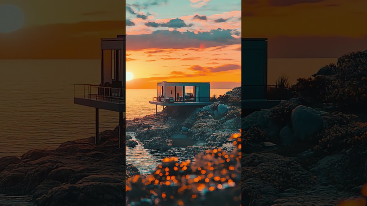 Breathtaking Cliffside Ocean House at Sunset 