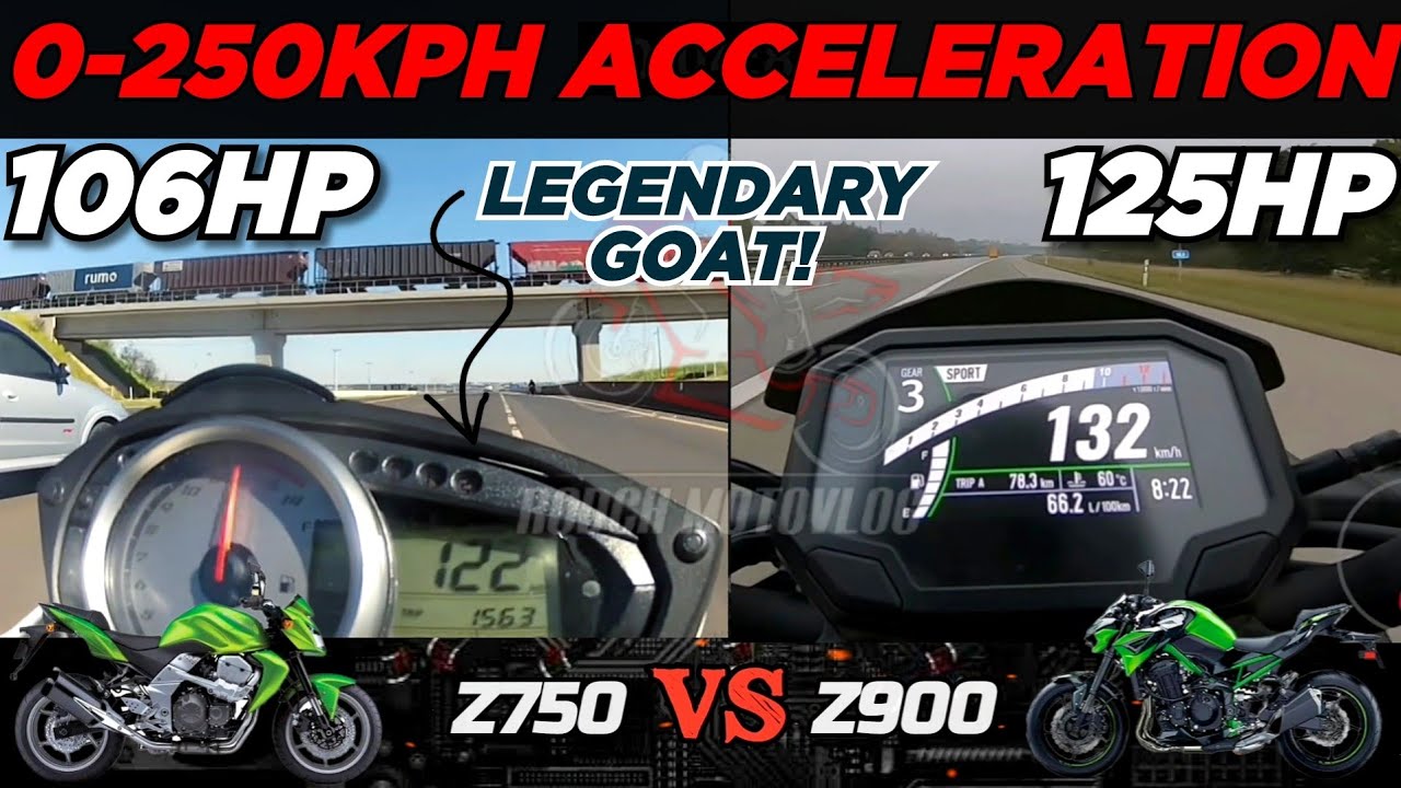 Kawasaki Z750 🆚️ Kawasaki Z900 | 0-250kph Acceleration | Top Speed Attempt 🔥