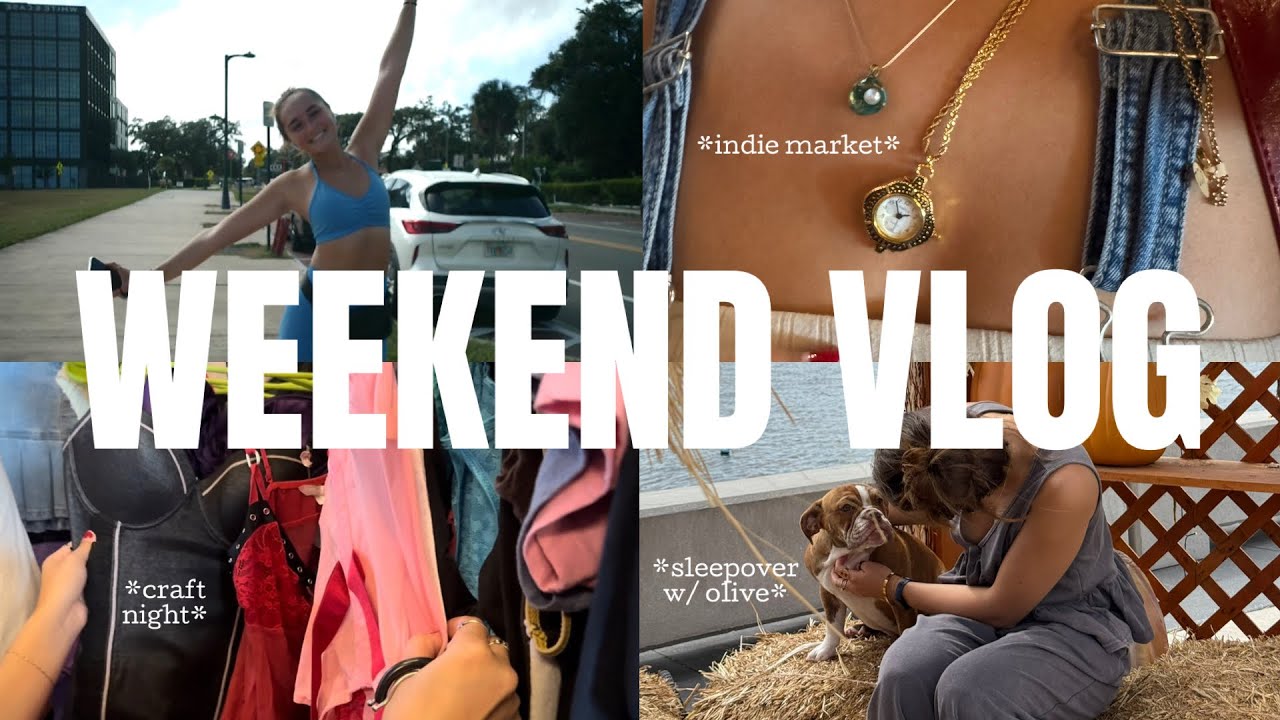 WEEKEND VLOG I *indie market, staying active, crafts, thrifting, & sleepover w/ olive 👖🧶👟🐶*
