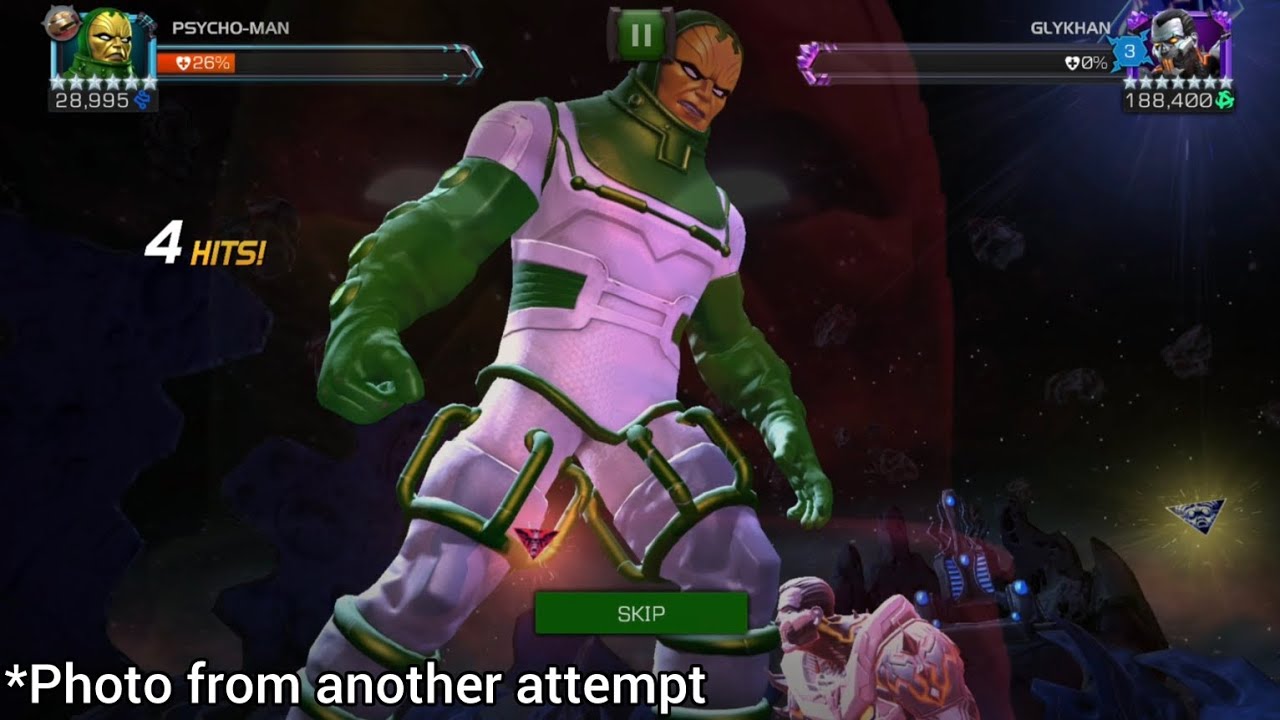 Psycho man (almost) soloes Glykhan|Marvel contest of champions