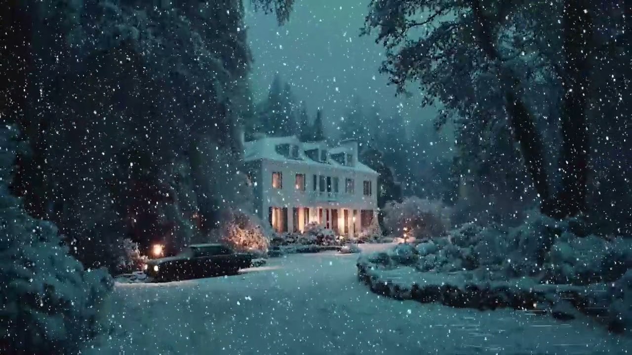 Silent Snowfall Around a Cozy Manor ❄️ Winter Night for Sleep & Relaxation