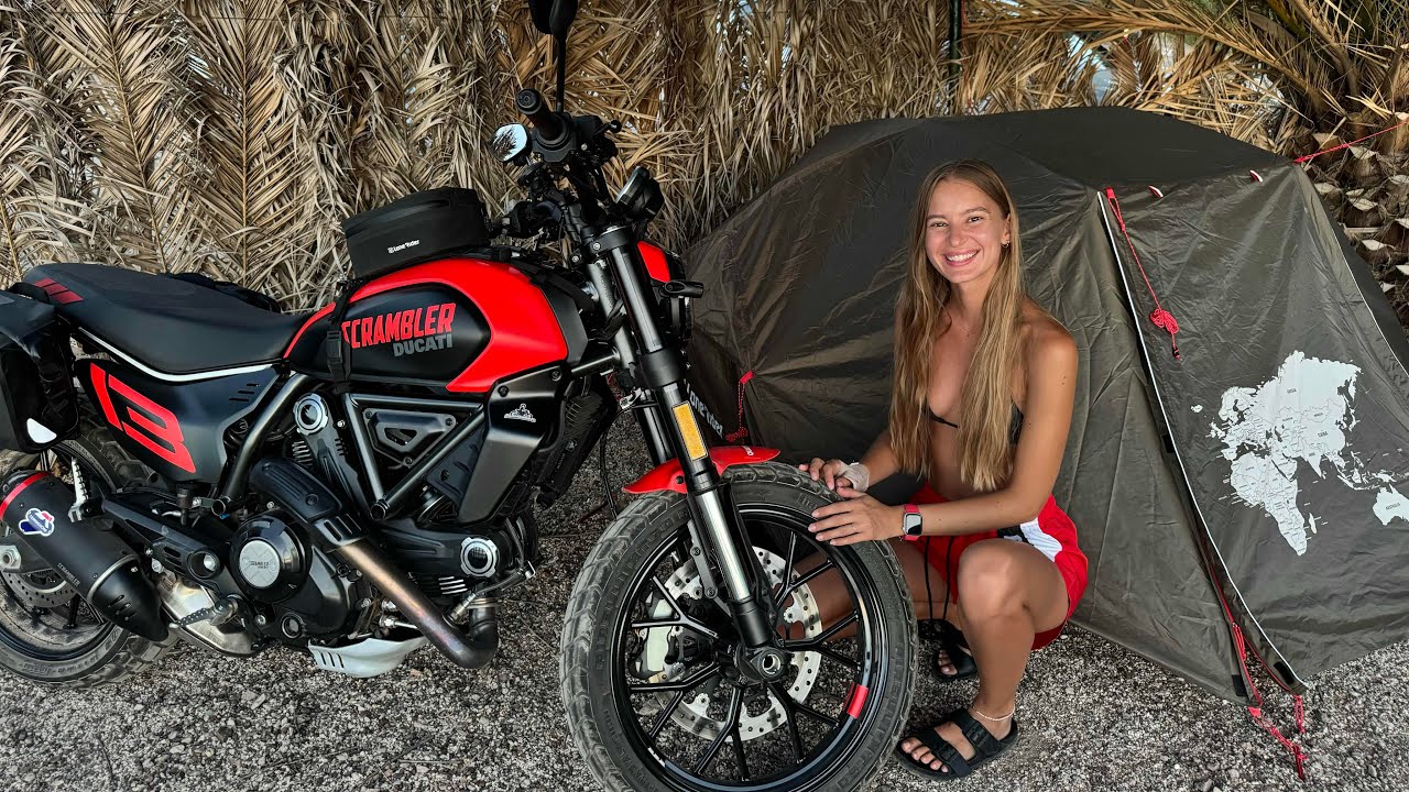Одиночный кемпинг в Схиносе, Греция, на моём Scrambler Ducati / Доминика едет