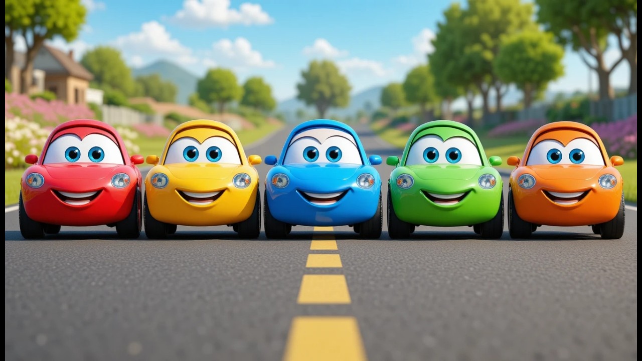 Vijf kleine Beep Beep Beep speelgoedauto's | Leer tellen en kleuren voor peuters