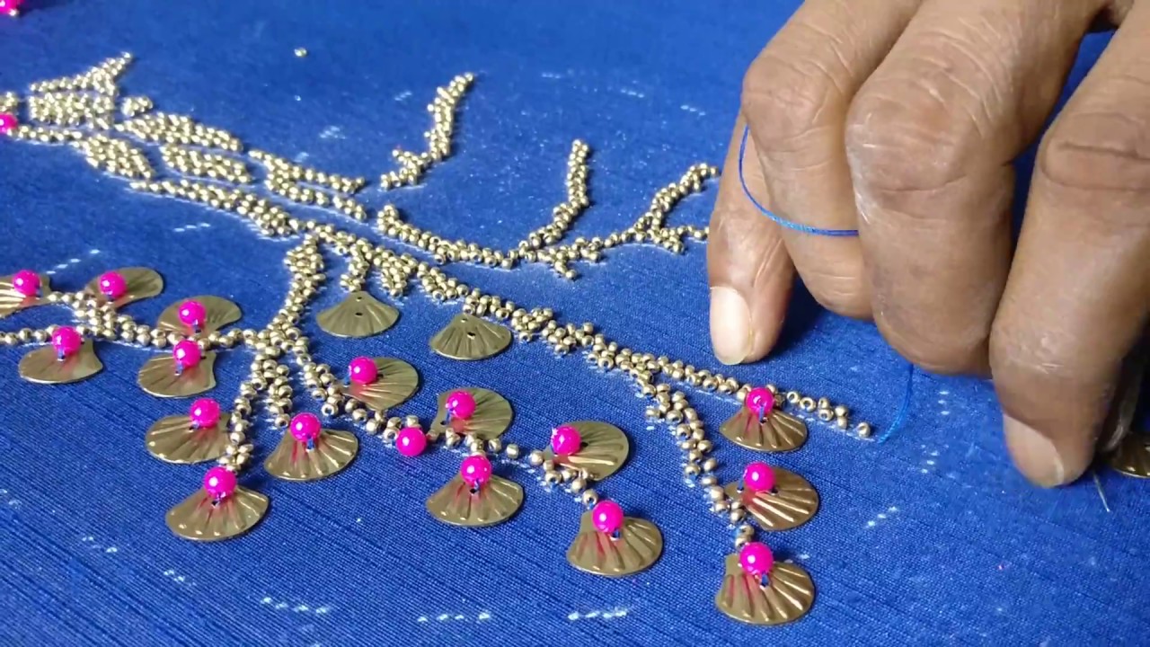 Designer Saree with Metal petal Embroidery - Full Process