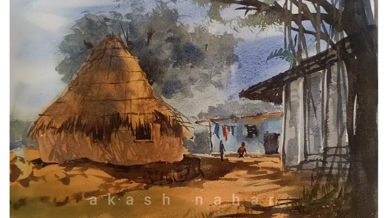 My new long time Village scape Watercolour video step by step for beginners 
