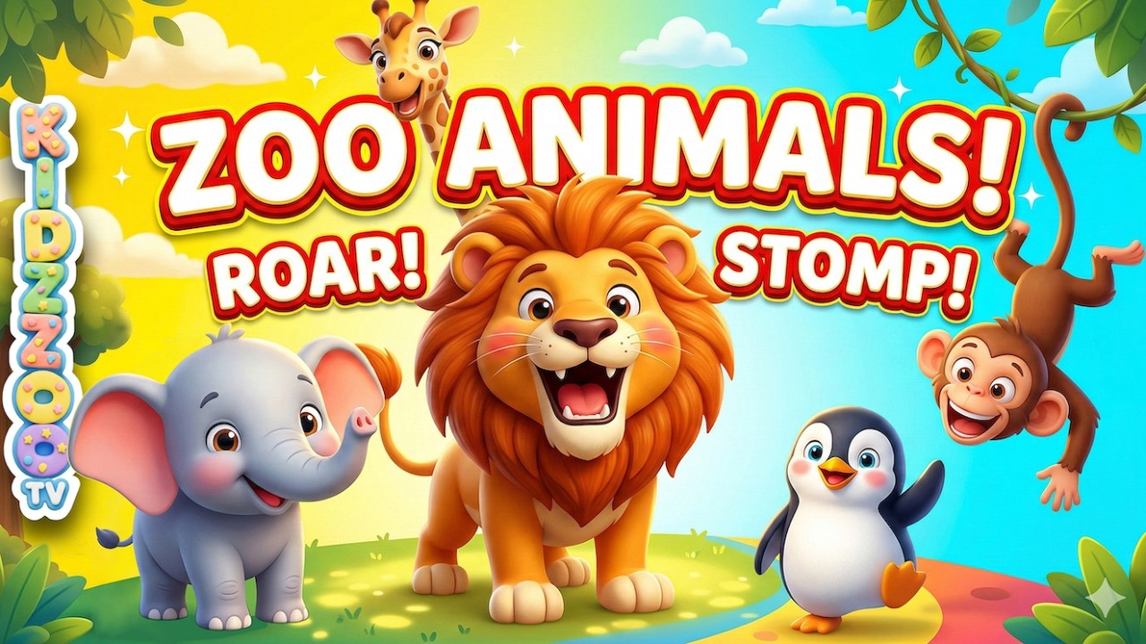 Zoo Animals Song for Kids 🐧🐘 | Fun Toddler Songs, Nursery Rhymes & Animal Sounds | KidzzooTV