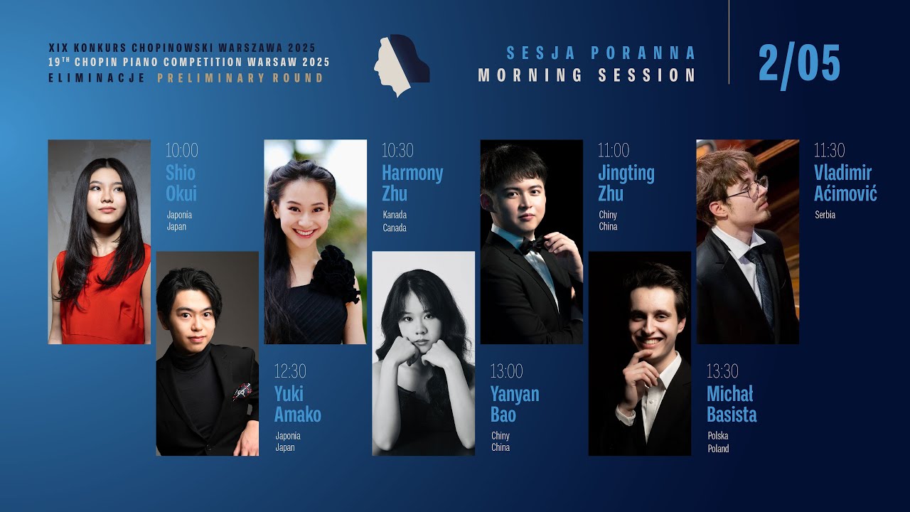 The 19th International Fryderyk Chopin Piano Competition (preliminary round) 1st session, 2.05.2025