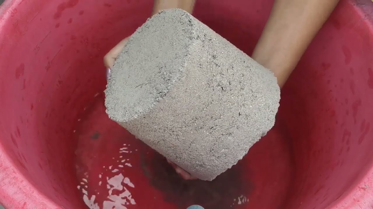Gritty sand cement crumbling in water 💦 SA ASMR