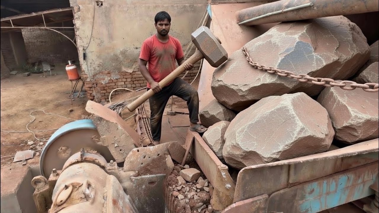 Extreme Hopper Jam! Massive Rocks Block Crusher | Hammer Breaking & Stone Crushing #stonecrusher 