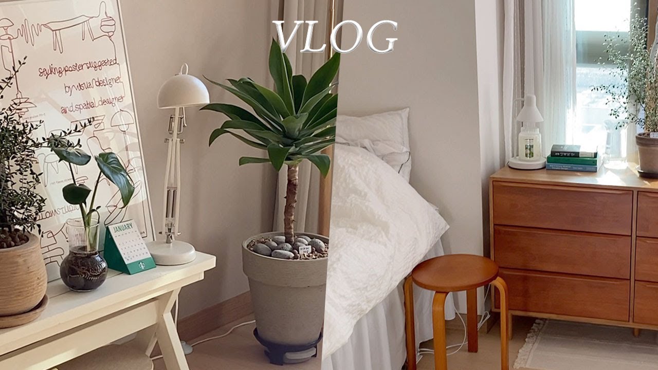 vlog. 가구쇼핑하고 나만의 아늑한 10평 투룸 꾸미기, 식물과 포스터로 분위기 전환, home43, 이케아 쇼핑, 오투가구, 매스티지데코