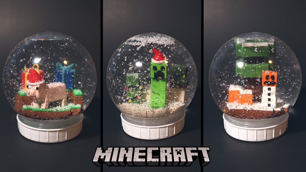 Making MINECRAFT Inside Of A Snow Globe Using Polymer Clay