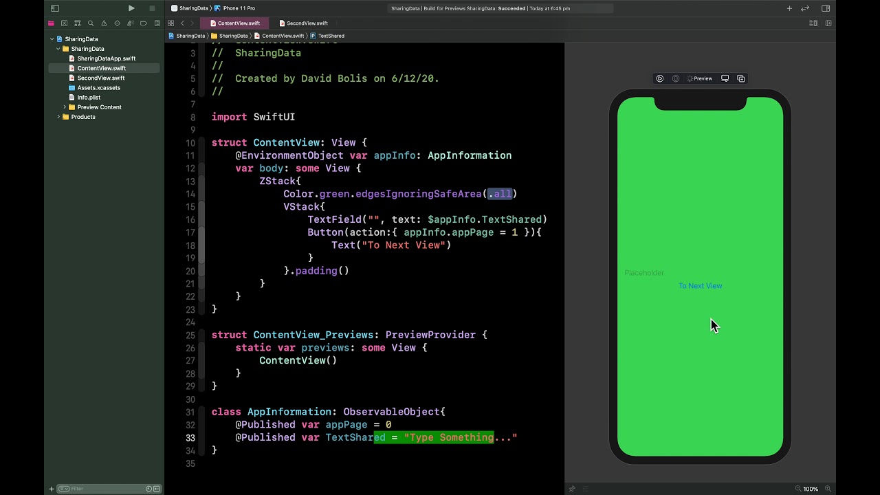 Sharing Data between views and Navigation in SwiftUI2.0