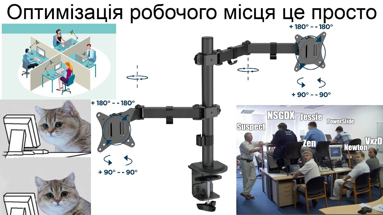 ✅Gembird MA-D2-03 - недорогий кронштейн для упорядкування робочого простору з 🖥️ двома 🖥️ моніторами