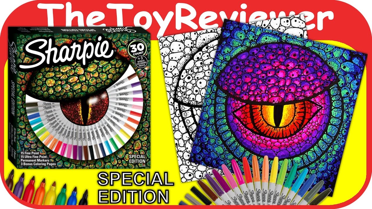 Sharpie 30 Permanent Markers Special Edition 3 Coloring Pages Unboxing Toy Review by TheToyReviewer
