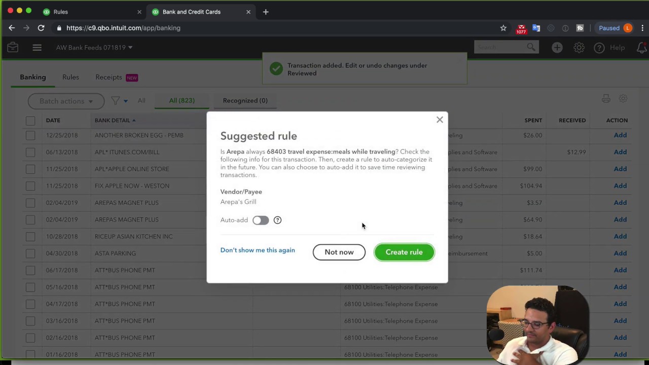QuickBooks Online Tutorial: Bank Rules