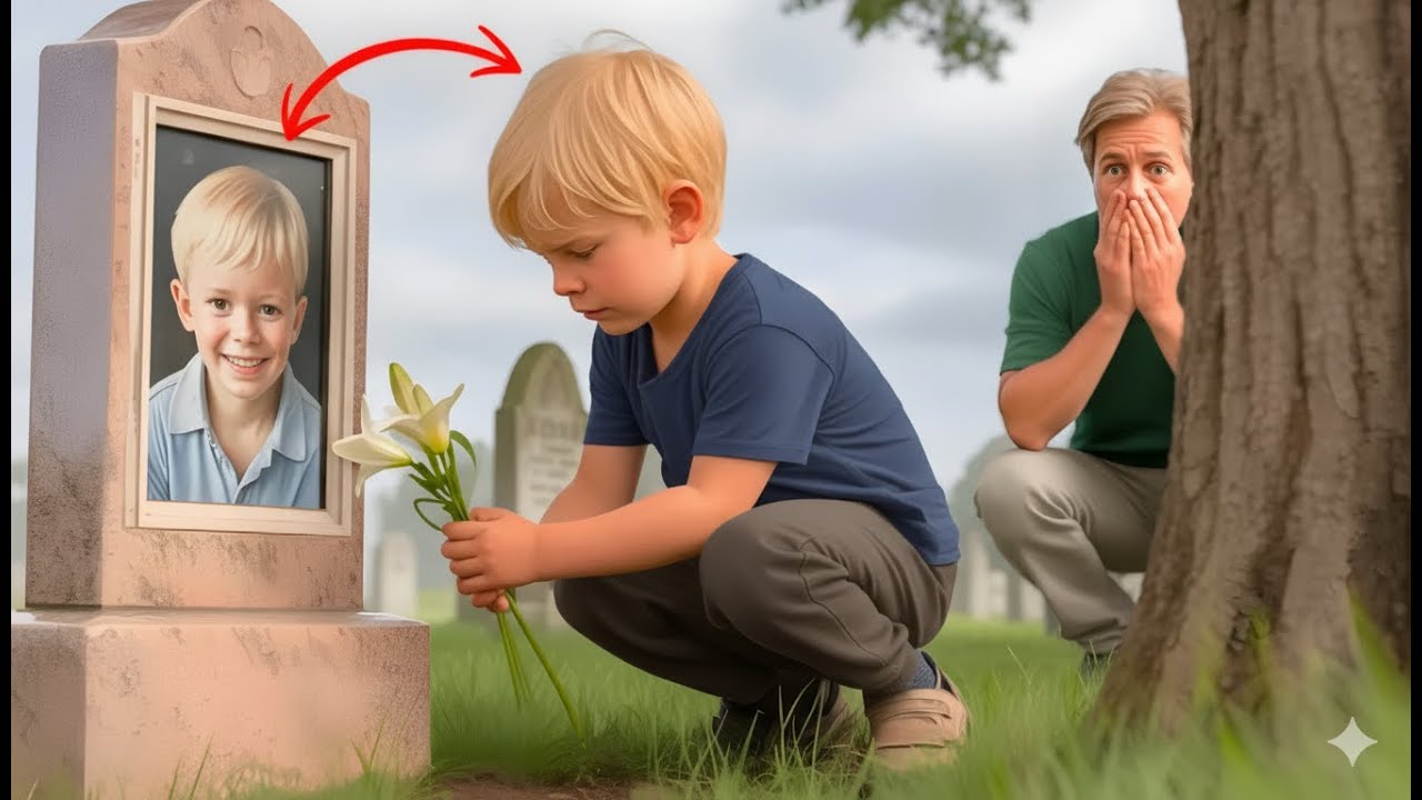The father went to visit his son's grave… and was shocked to saw him placing flowers on his own tomb