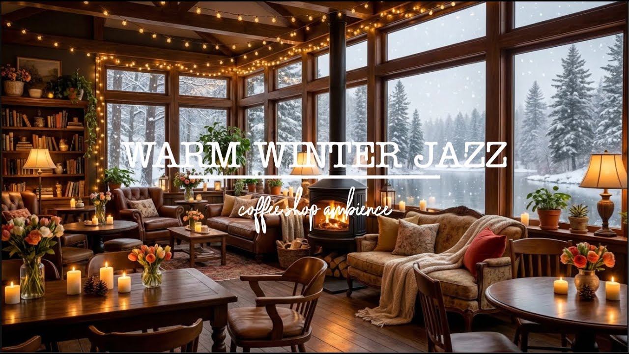 Relaxing January Winter at Cozy Coffee Shop Ambience ⛄ Soft Jazz Background Music to Study