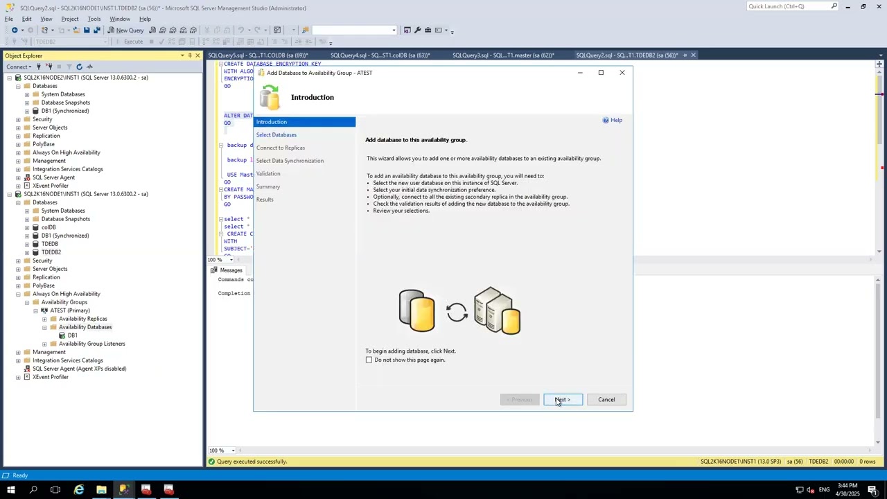 How to add TDE and Column level Encryption databases to Always on AG