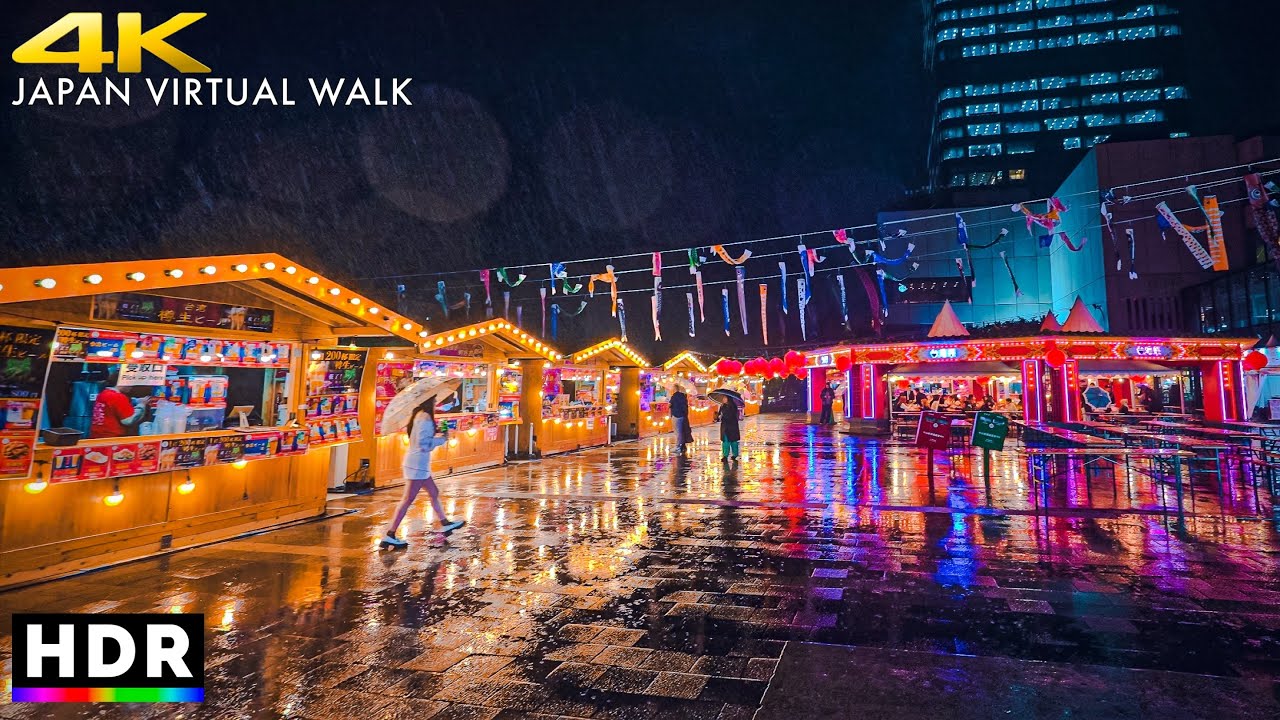 Japan: Tokyo Skytree Rainy Night Walk to Asakusa &bull; 4K HDR