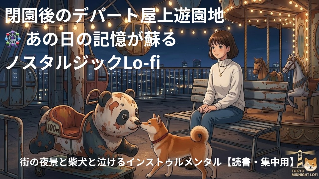 【昭和レトロBGM】大人になった君へ贈る屋上遊園地 - 街の夜景と柴犬と泣けるインストゥルメンタル【読書・集中用】