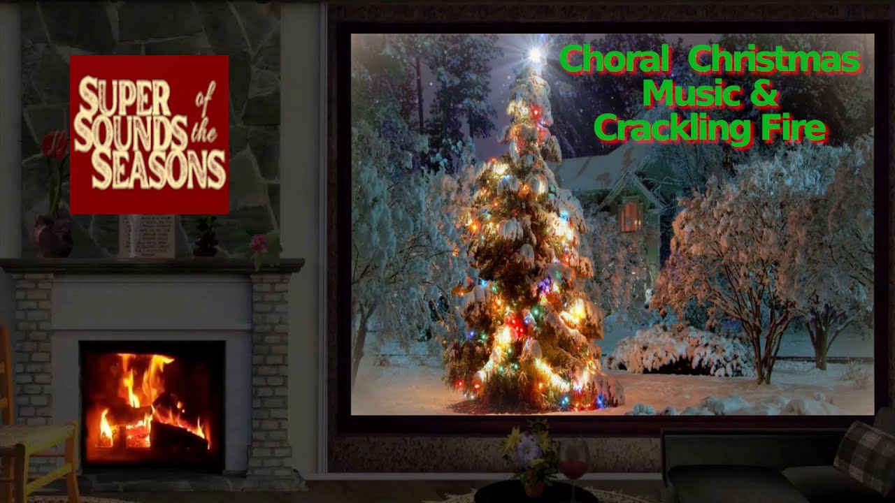 Choral Christmas Music (w/ Roaring Fire) Public Domain Songs by USAF, Army, Navy, & USMC (ASMR)