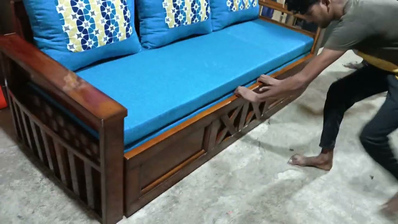 6/4 size wooden sofa cum bed with storage 💯 models making size and colour customise available