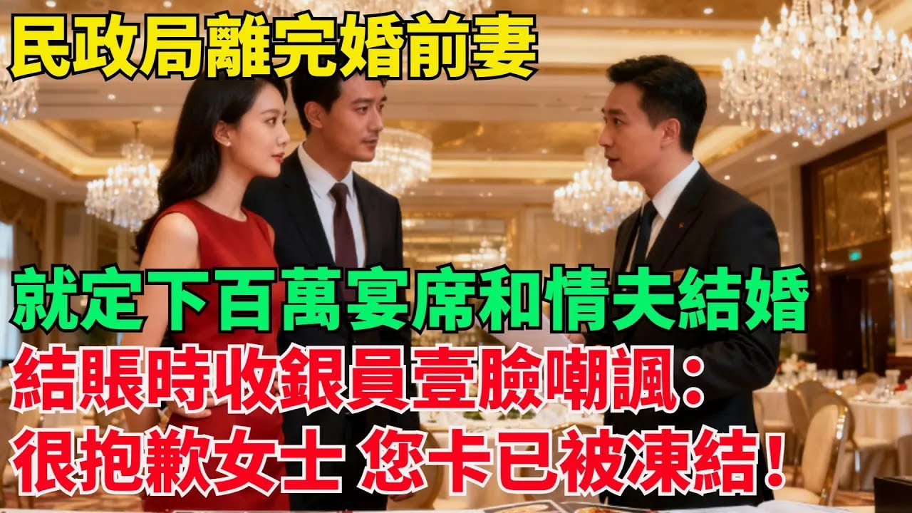民政局離完婚，前妻就定下百萬宴席和情夫結婚，可到結賬時收銀員卻壹臉嘲諷：很抱歉女士，您的卡已被主卡凍結！【清風與你】#激情故事#大彬情感#夢雅故事#小說#爽文