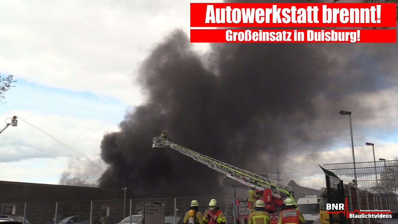 [VOLLBRAND EINER KFZ-WERKSTATT] Stundenlanger Großeinsatz fordert zahlreiche Einsatzkräfte!