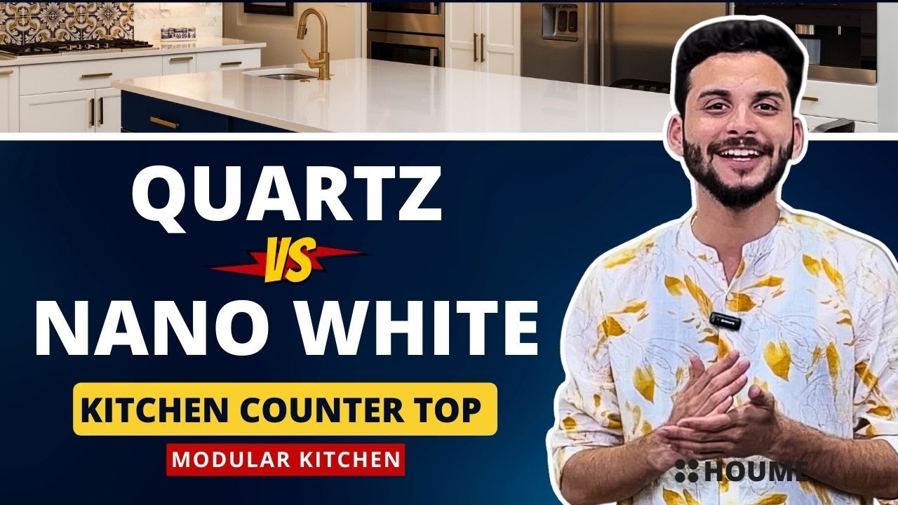 Quartz vs Nano white which is better for White Kitchen countertop? by Houme india