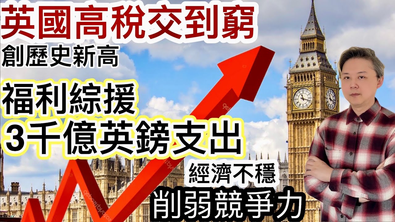 英國高稅率交到窮❗️創歴史新高❗️綜援福利3千億英鎊支出‼️經濟不穩 高通脹 削弱英國競爭力⁉️