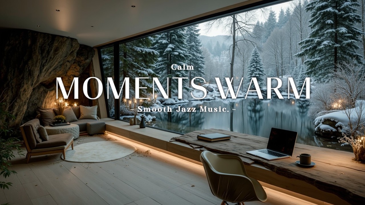 Smooth Jazz ~ Теплая атмосфера хижины для концентрации и релаксации | Снежные зимние пейзажи