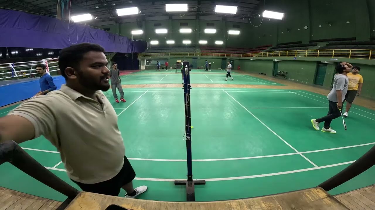Playing Badminton doubles in Neharu indoor stadium shivamogga : 23/02/26