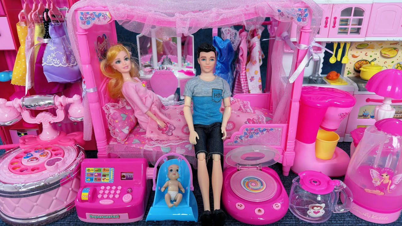 11 Minutes Satisfying with Unboxing Barbie Princess Pink Kitchen,Rock Bed Play Set Review Toys｜ASMR