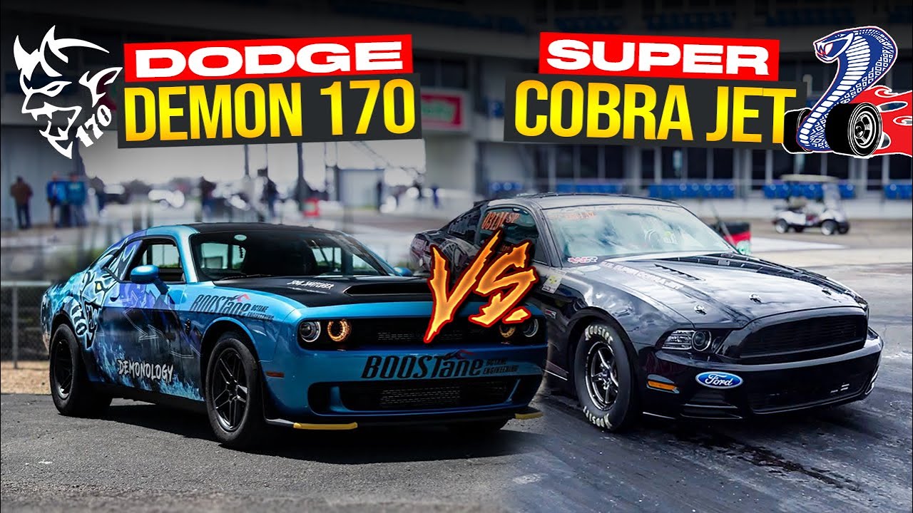 Гонка на четверть мили Dodge Demon 170 против Super Cobra Jet | Demonology Drag Racing