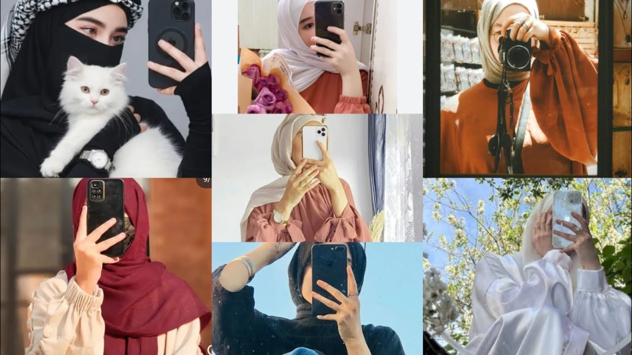 Elegant Hijabi Mirror Selfie Poses|Hijabi Girl Aesthetic DP Collection|Muslim girl dpz 