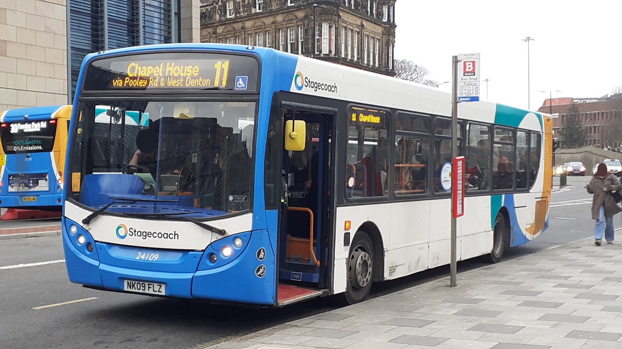 11: Stagecoach North East MAN 18.240LF Enviro 300 24109 (NK09 FLZ)