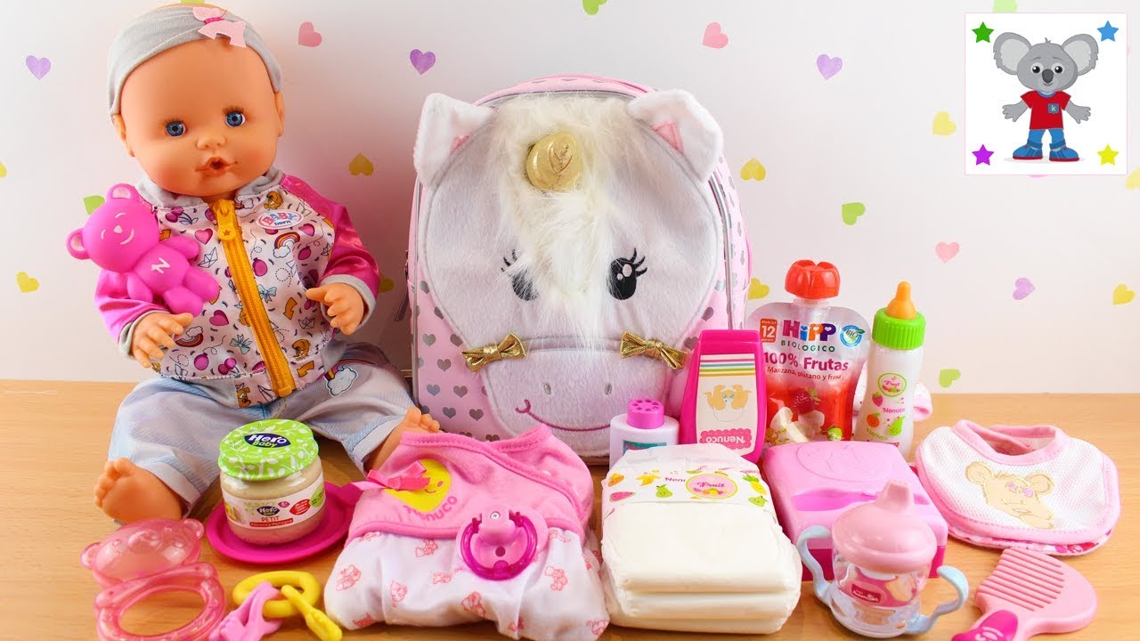 Que llevo en la PAÑALERA o Bolso Cambiador de Unicornio de mi Bebé NENUCO Emma para ir de Viaje