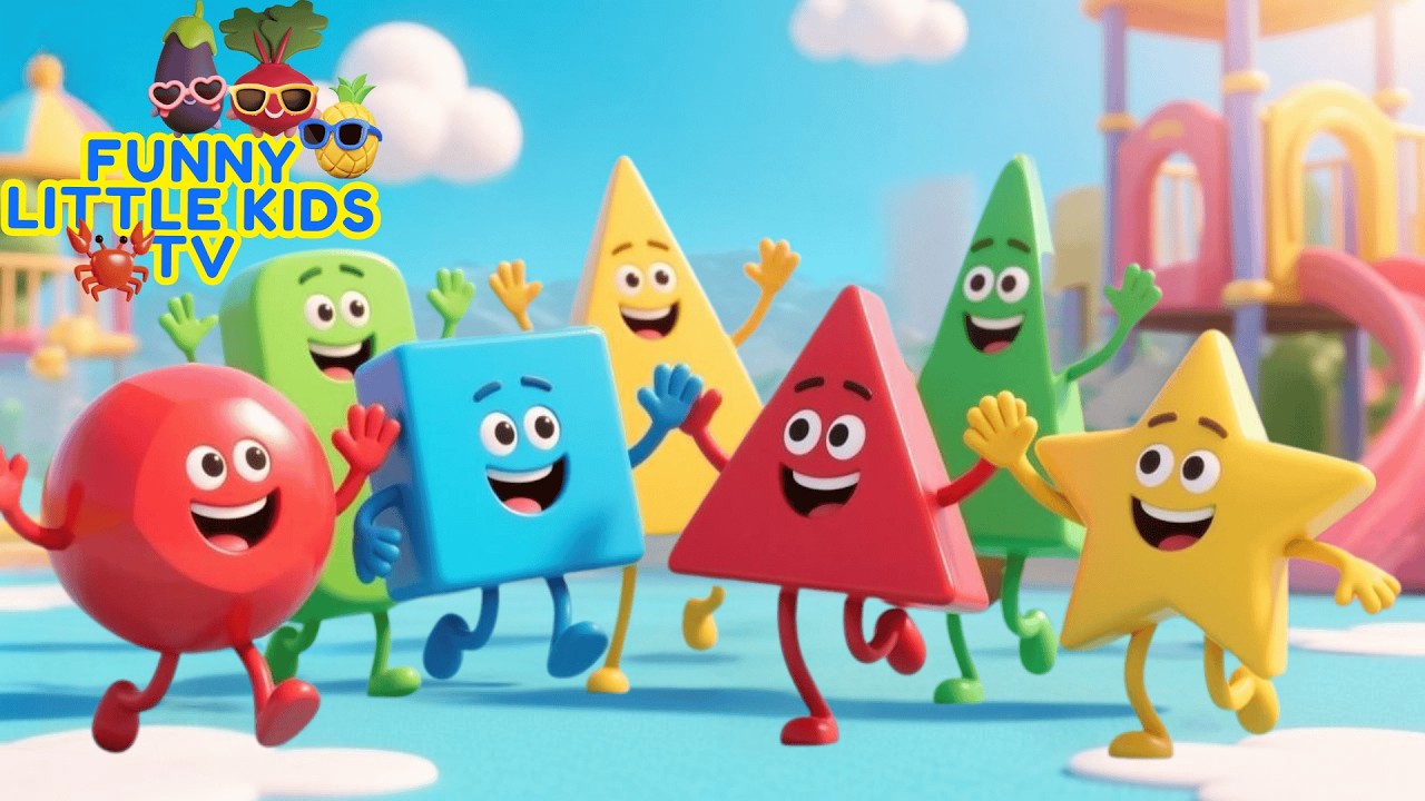 Ten Little Shapes Version 2 and more Nursery Rhymes | Learn Numbers with Shapes, Vegetables & Fruits