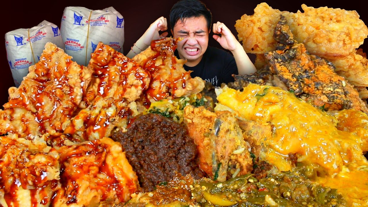 MUKBANG 3 BUNGKUS NASI PADANG LAUK KOMPLIT PAKAI GORENGAN TEMPE KRISPI