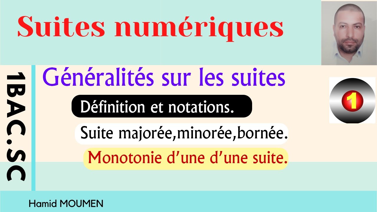 Généralités sur les suites(Définition-suite majorée,minorée,bornée-monotonie)_1Bac