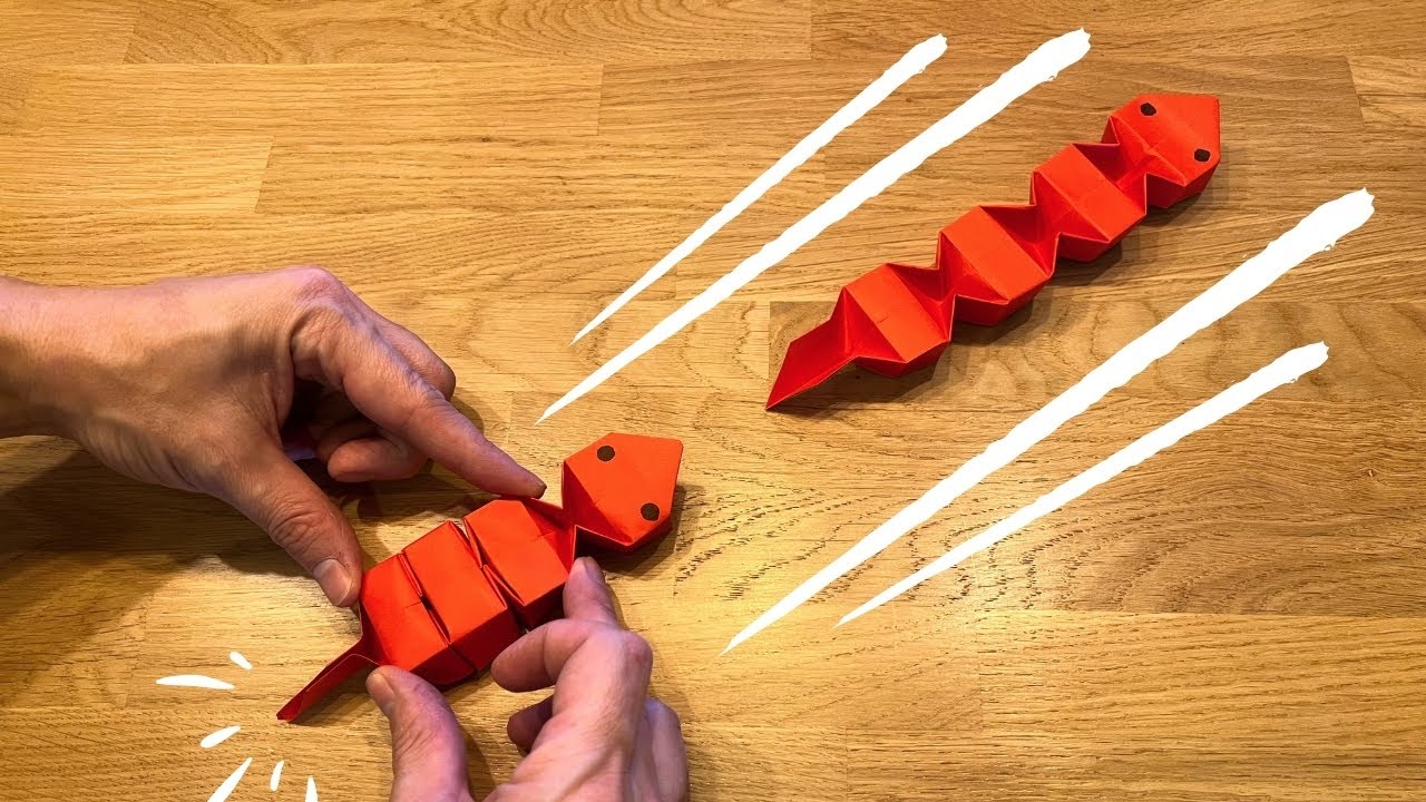 Serpiente deslizante de papel / manualidades / tecnica origami / 折り紙おもちゃ「すいすいスネーク」 Sliding Snake diy