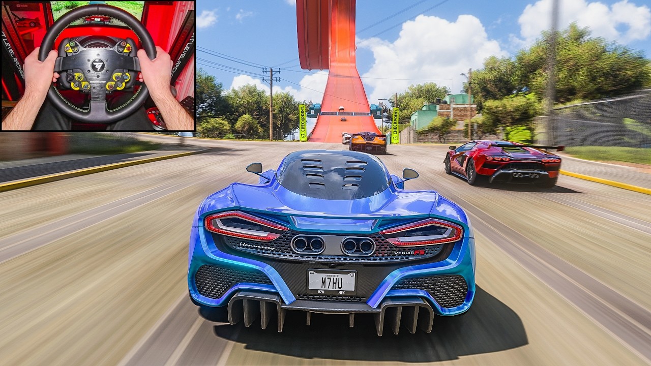 Hennessey Venom F5 - Hot Wheels Race - Forza Horizon 5 | Steering Wheel Gameplay