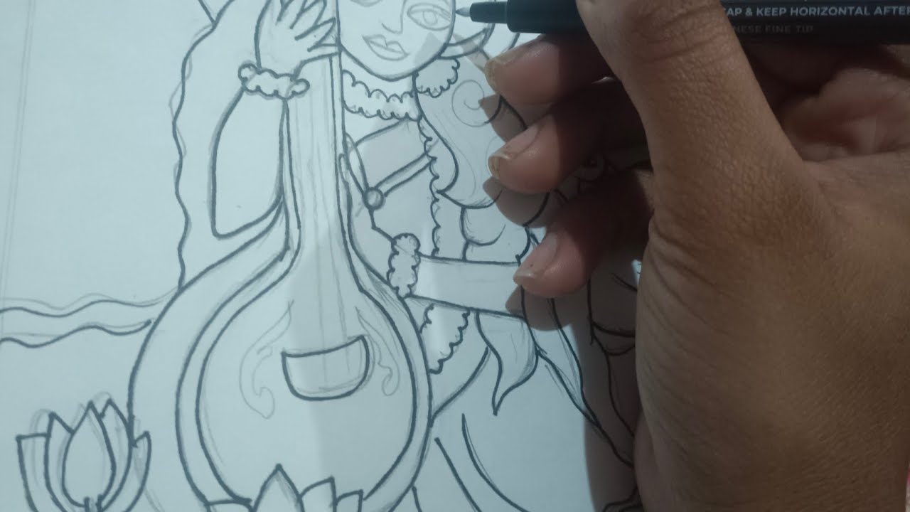 Art Related video Saraswati Mata draw...live short... subscribe this channel 