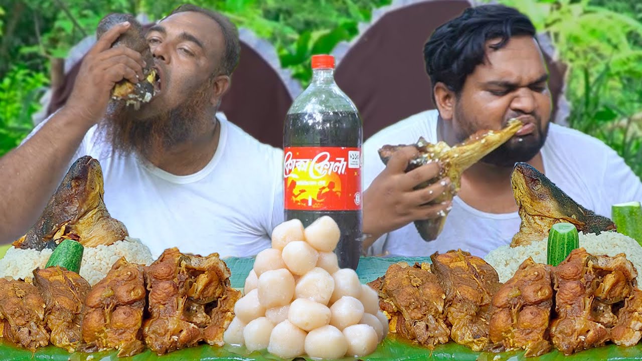 Two Giant Guy Eating 18 KG Pangasius Fish 5 KG Rice, 4 KG Rosgolla - Pangas Catfish The Great Foodie